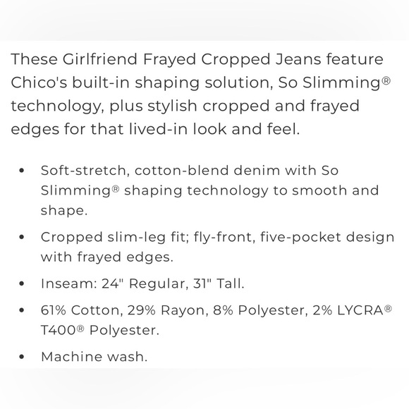 Chico's Girlfriend Frayed Cropped Seaport Blue Jeans - Picture 11 of 13
